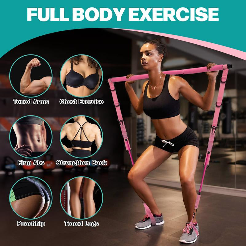 Multi-Functional Pilates Bar Kit with Resistance Bands