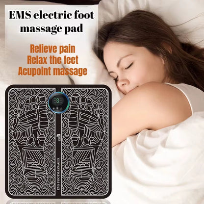 Electric EMS Foot Massager Pad Electrical Muscle Stimulation Foot Massager USB Charging Portable Foldable Massage Mat